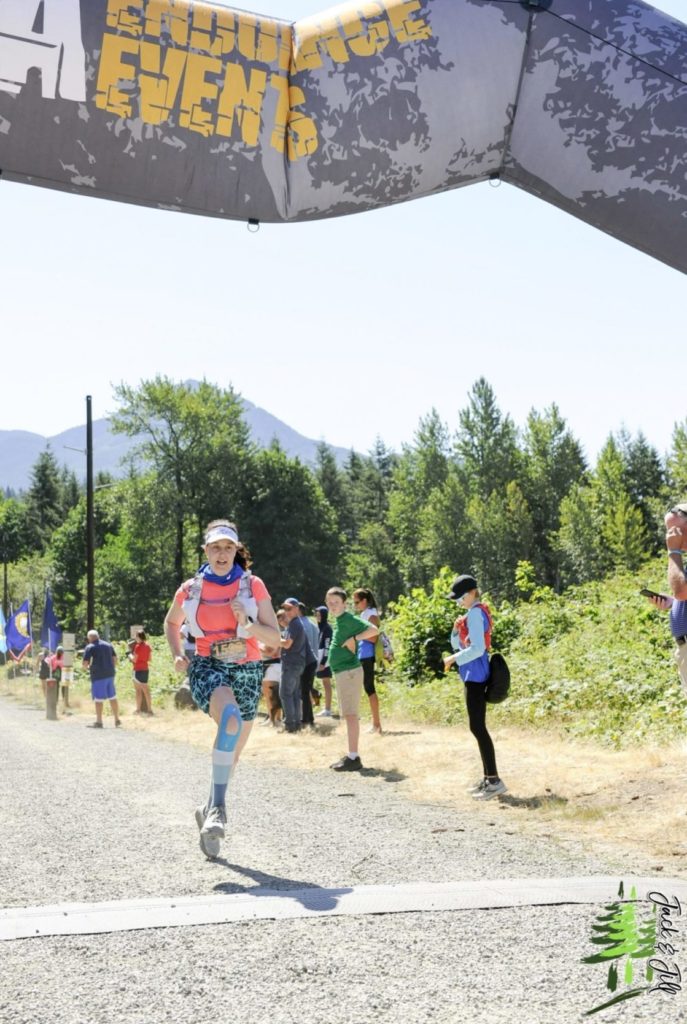 Runner crossing the finish line