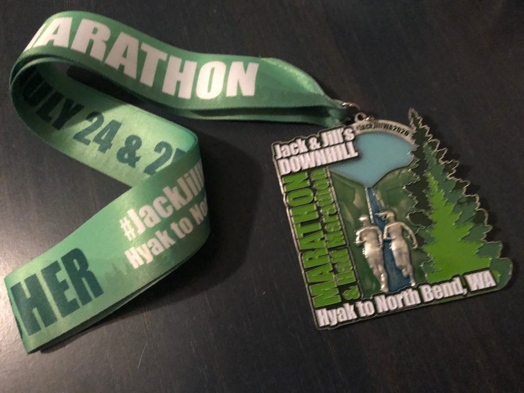 Marathon finisher medal from jack and jill marathon 2021